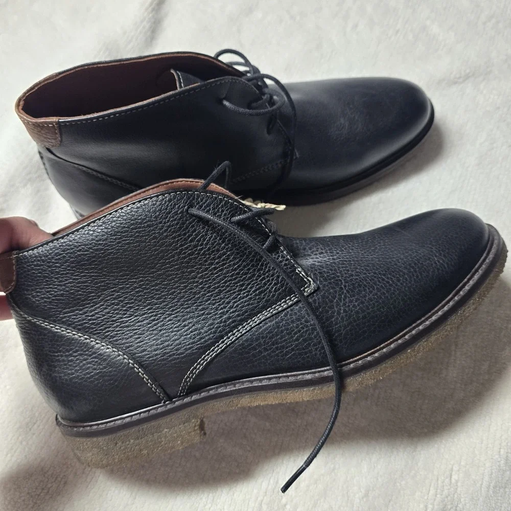 Johnston & Murphy McClain Chukka Boots Mens 10.5 M Black Leather Crepe Sole...‎